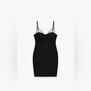ZARA NEW WOMAN  BLACK FITTED MINI DRESS REF:1131/838 Size L
